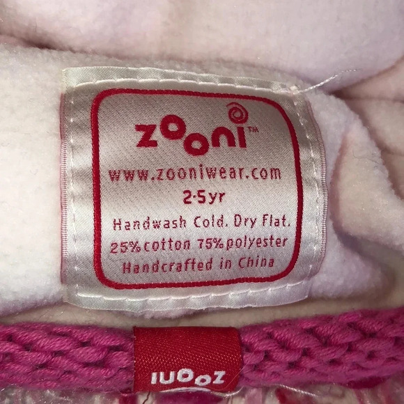 ZOONI EUC GIRLS TODDLER BOUTIQUE PINK HAT WINTER SIZE 2 - 5 YEARS - Picture 4 of 4